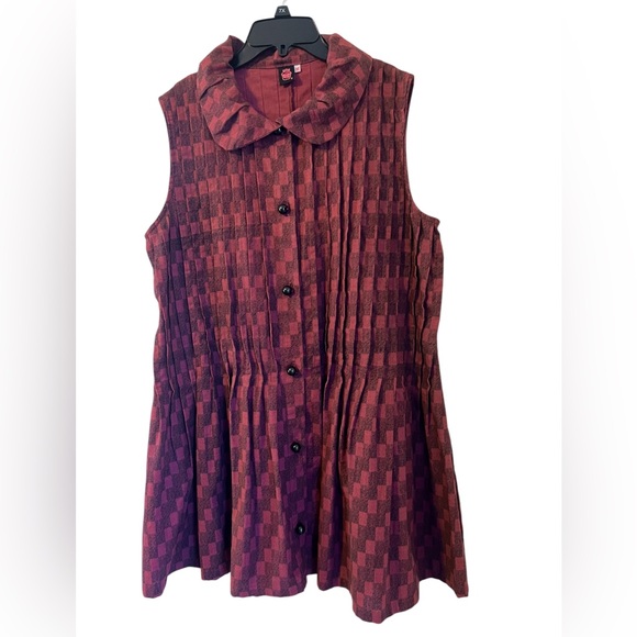 Cupcake International Tunic Women’s Sz M Pink Pintuck Button Up Art-to-wear Top - Picture 1 of 11